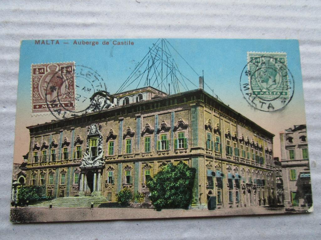 Ansichtkaart Malta - Auberge de Castile 1927, Verzenden, 1920 tot 1940, Gelopen, Overig Europa
