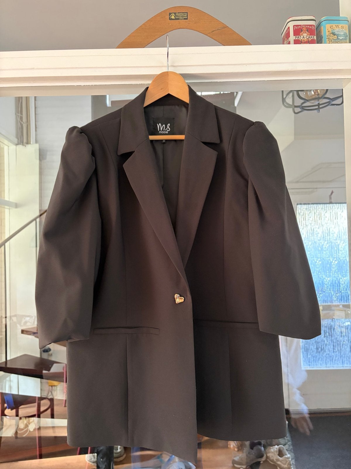 Jasje MS Mode maat 46 met pofmouwen en gouden knoop, Ophalen of Verzenden, Gedragen, Maat 46/48 (XL) of groter, Jasje