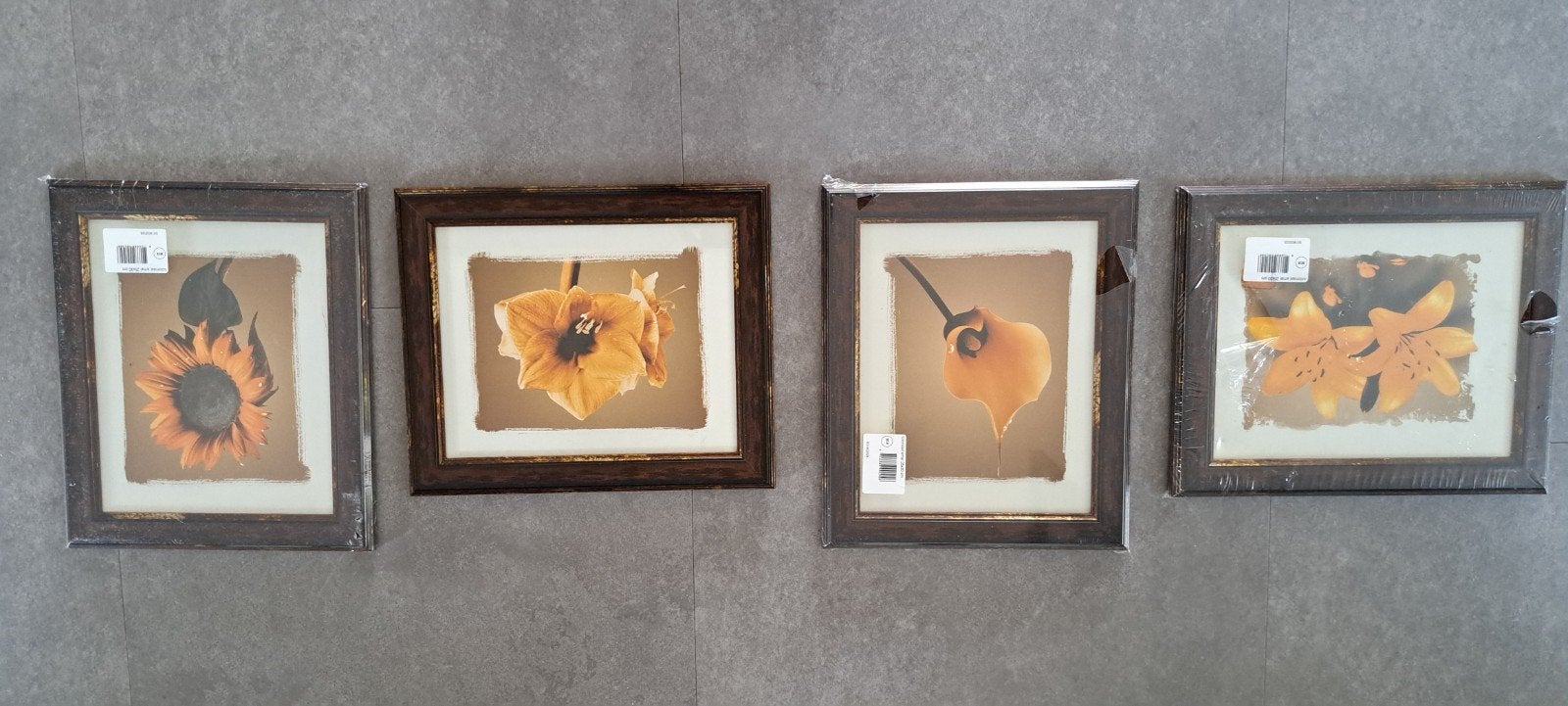 Set van 4 ingelijste bloemenprints, koloniaal smal, Huis en Inrichting, Woonaccessoires | Schilderijen, Tekeningen en Foto's, Ophalen