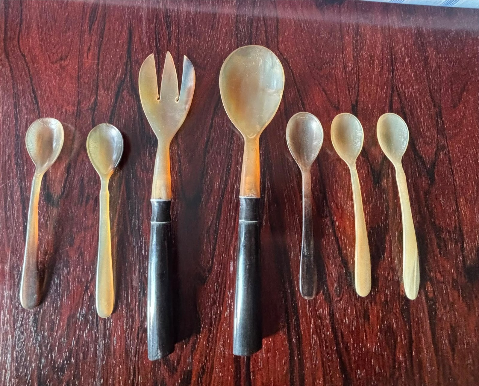 Vintage hoorn bestekset - 7 stuks, Ophalen of Verzenden