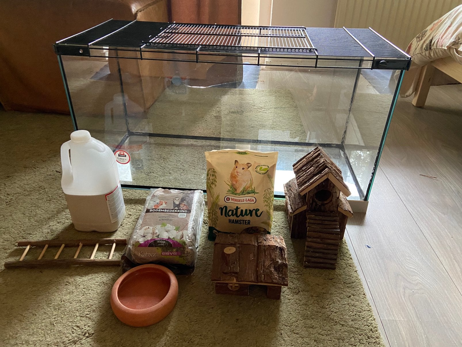 Mooie glazen hamsterhok, Dieren en Toebehoren, Zo goed als nieuw, 75 tot 110 cm, Ophalen, Minder dan 60 cm