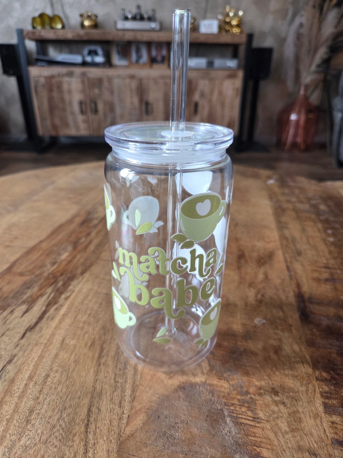 Matcha Babe Plastic Beker met Rietje - Nieuw, Huis en Inrichting, Overige typen, Kunststof, Nieuw, Ophalen of Verzenden