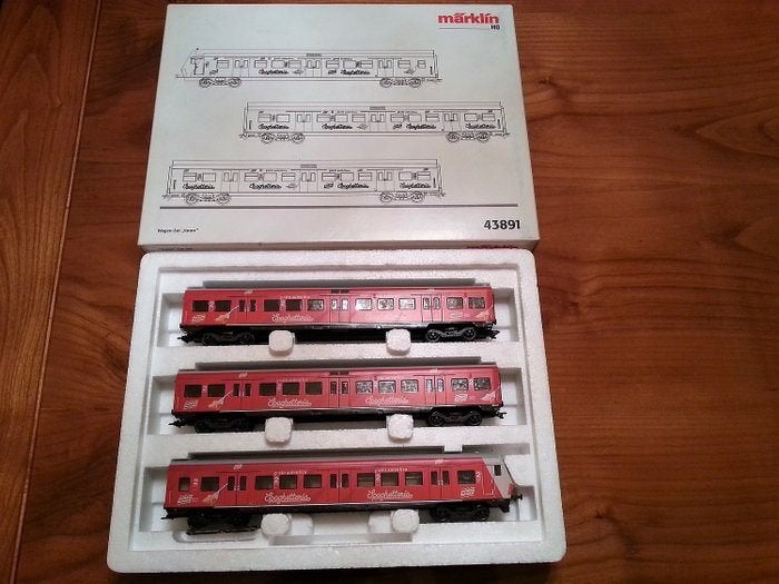 MÄRKLIN 43891:driedelige DB wagenset KNORR S-Bahn, Wisselstroom, Treinset, Ophalen of Verzenden, Zo goed als nieuw