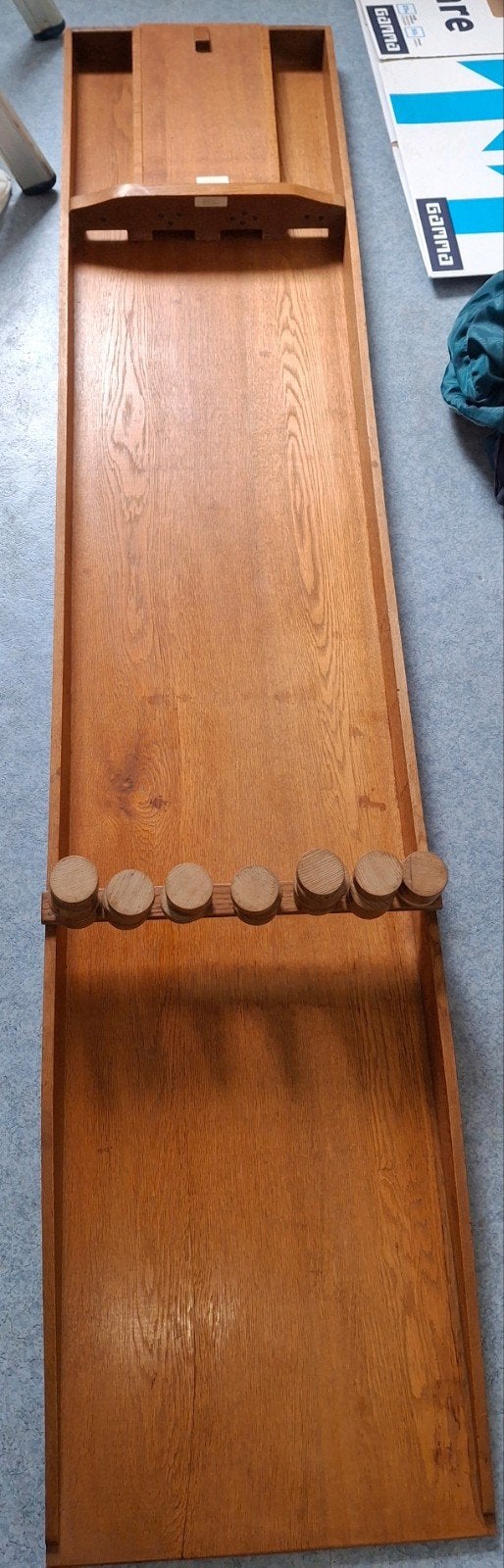 Houten Sjoelbak met schijven (200 cm), Ophalen, Gebruikt