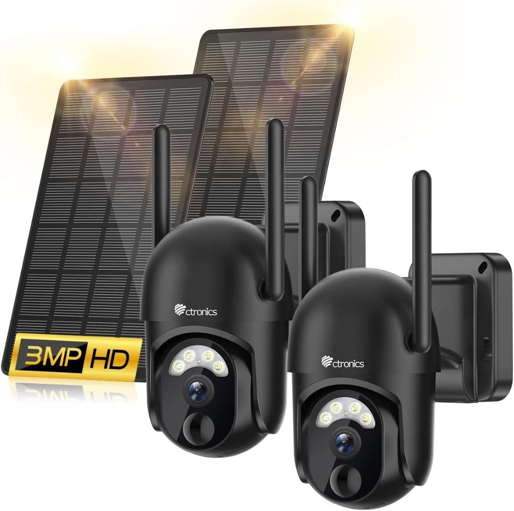 Ctronics-CTIPC-670C-P2, 2K 3MP WLAN-bewakingscamera Solar