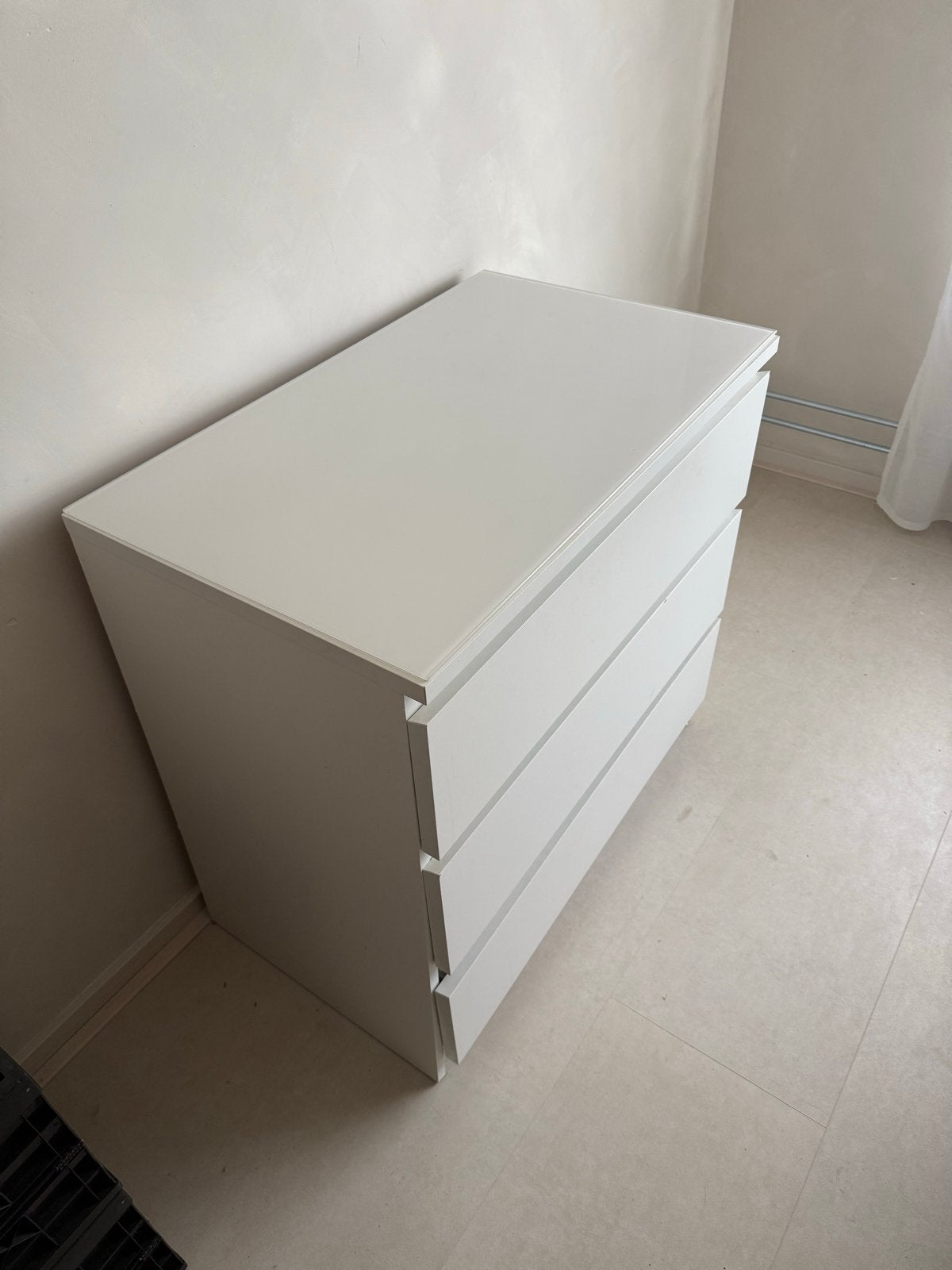 Malm Ikea Witte ladekast met 3 laden, Ophalen, Gebruikt, 50 tot 100 cm, 3 of 4 laden