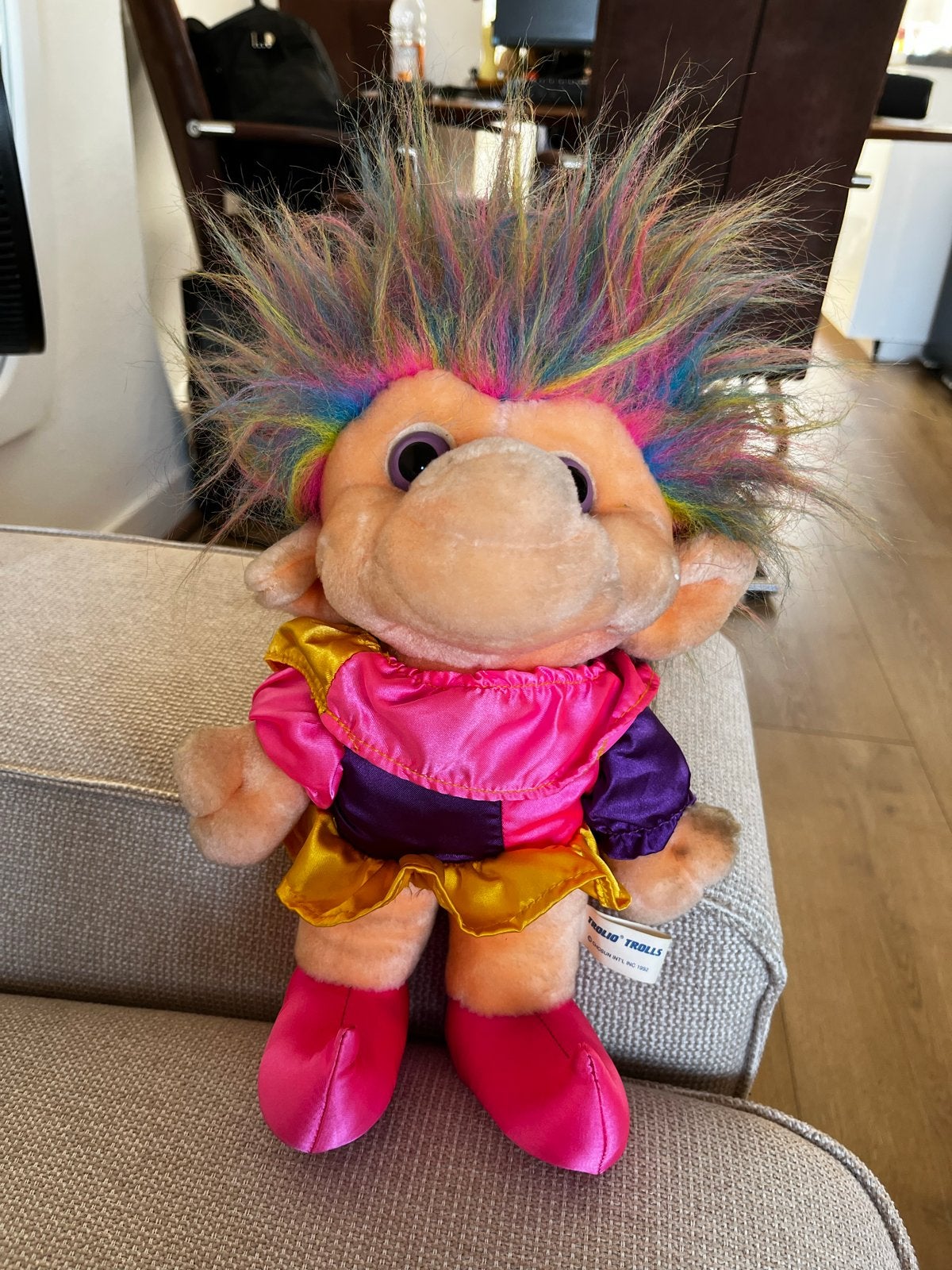 Vintage Trollio Trolls Knuffel - Kleurrijk Haar - 1992, Overige merken, Overige karakters, Overige typen, Ophalen of Verzenden