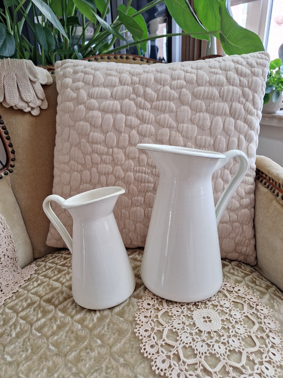 2 Brocante Emaille Kannen van de Ikea ** Mimosa **, Ophalen of Verzenden, Zo goed als nieuw, Overige kleuren