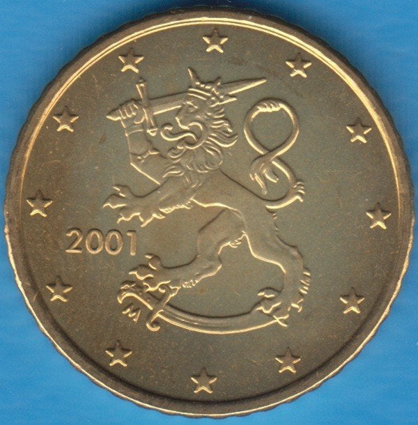 Finland 50 eurocent 2001 UNC in munthouder - lastige munt, Postzegels en Munten, Ophalen of Verzenden, Finland, 50 cent, Losse munt