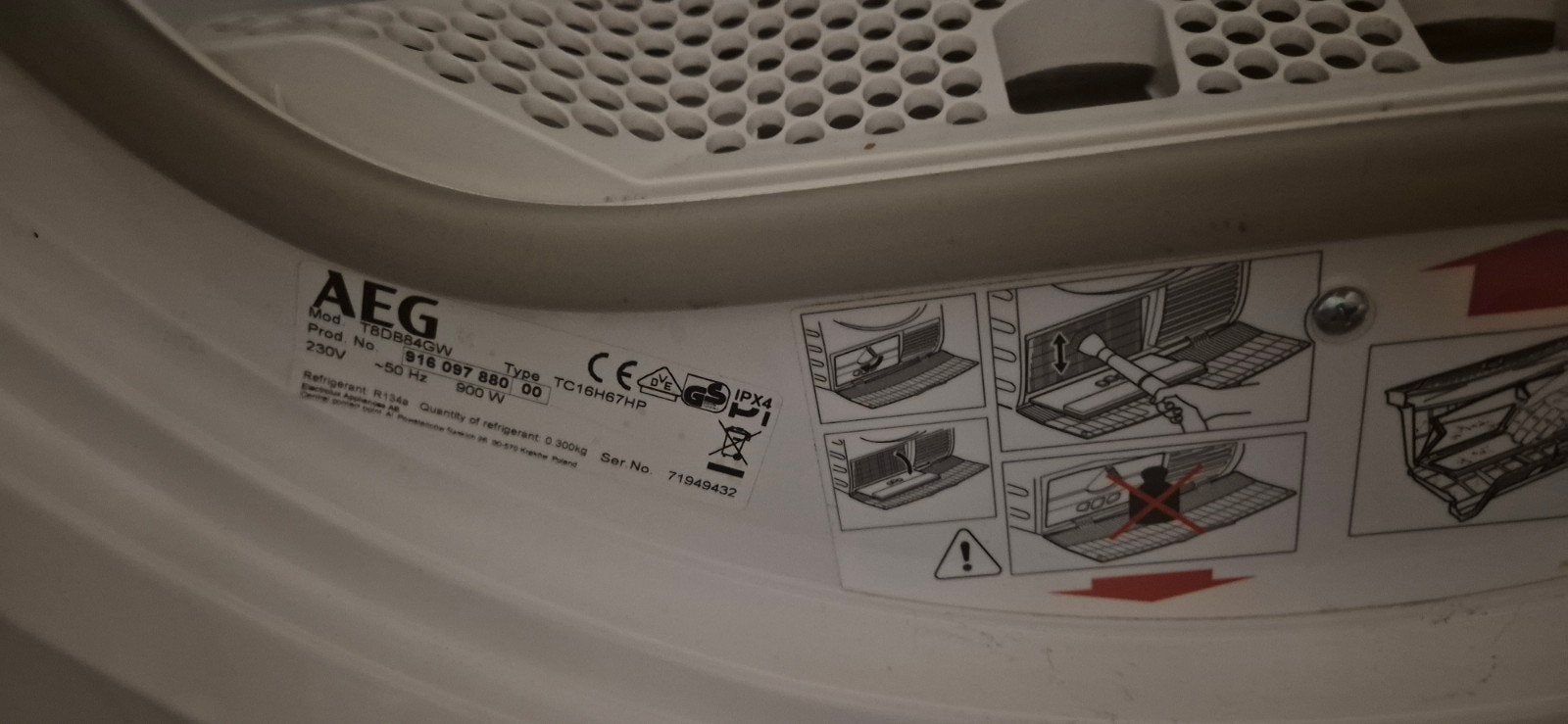 Aeg wasdroger, Witgoed en Apparatuur, Gebruikt, Minder dan 85 cm, 8 tot 10 kg, Ophalen of Verzenden