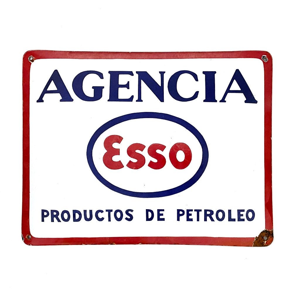 Esso Agencia Productos de Petroleo emaille reclamebord., Verzamelen, Merken en Reclamevoorwerpen, Reclamebord, Gebruikt, ., Ophalen of Verzenden