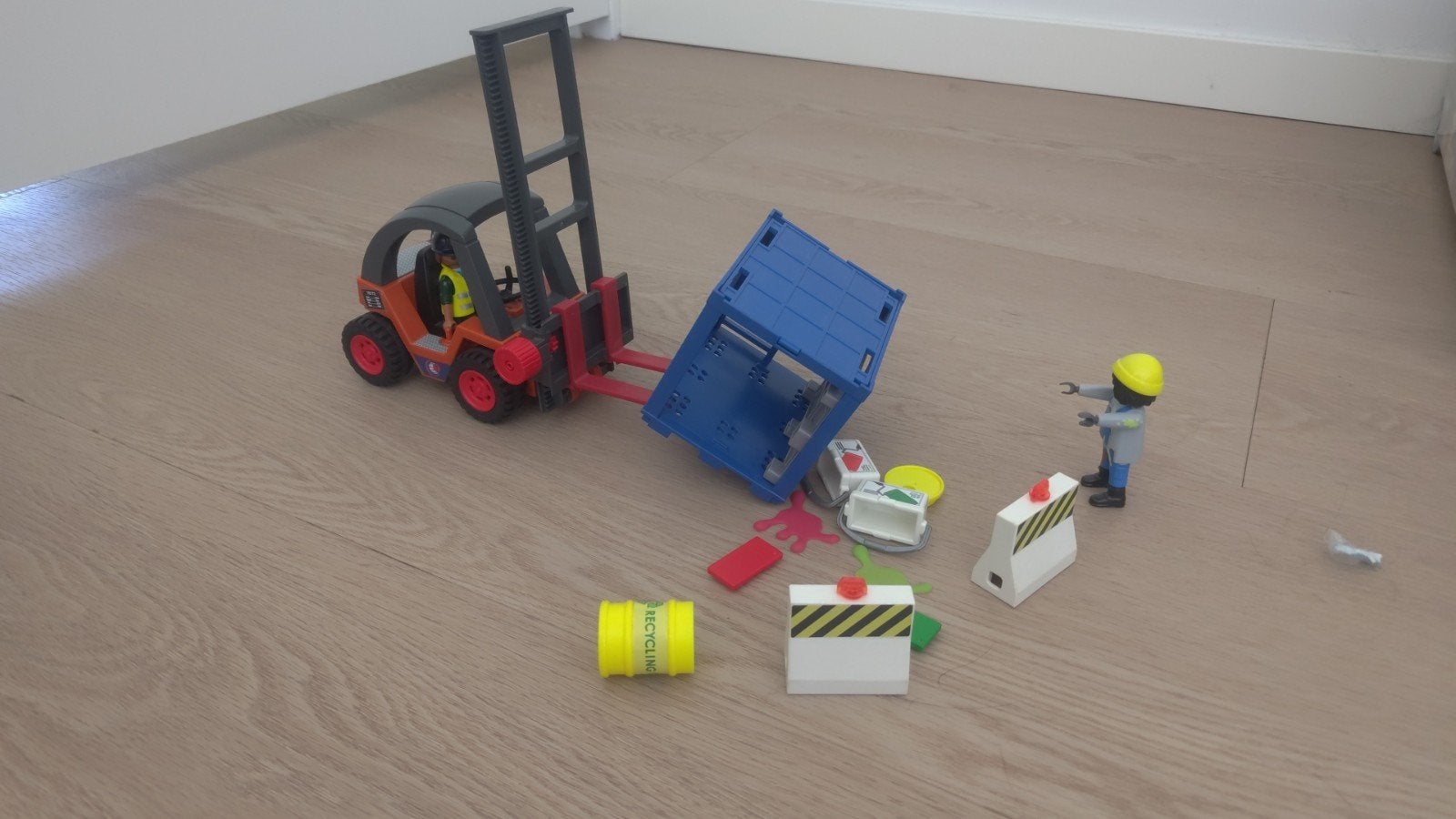 Playmobil Heftruck met container, verf en olie, Ophalen of Verzenden, Gebruikt, Overige merken