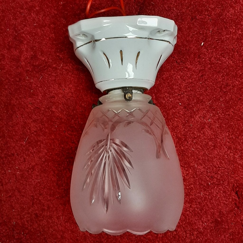 Antieke plafondlamp met fittinghouder / plafondkap porselein, Antiek en Kunst, Ophalen