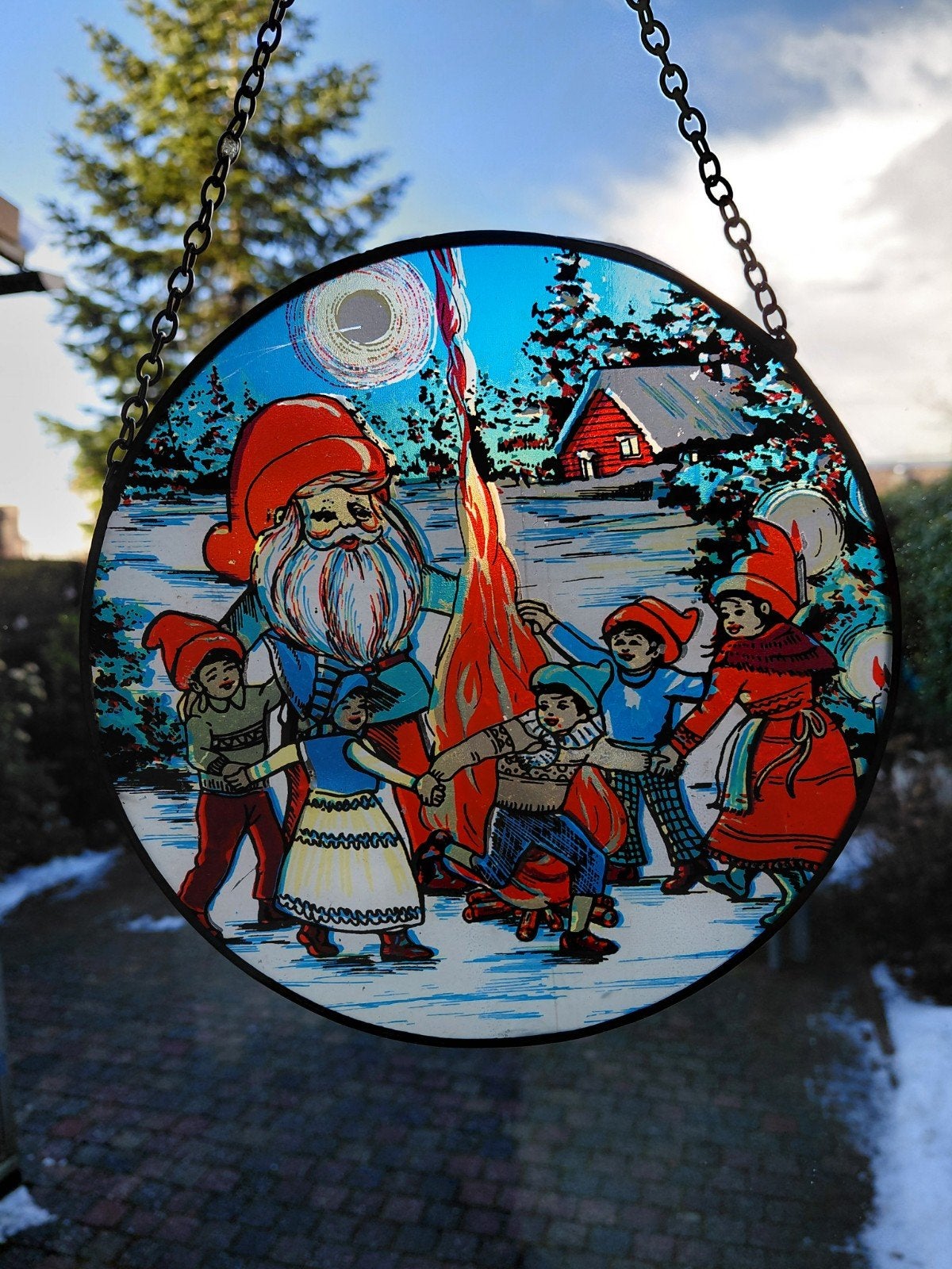 Raamhanger kersttafreel - handbeschilderd, Ophalen of Verzenden, Zo goed als nieuw