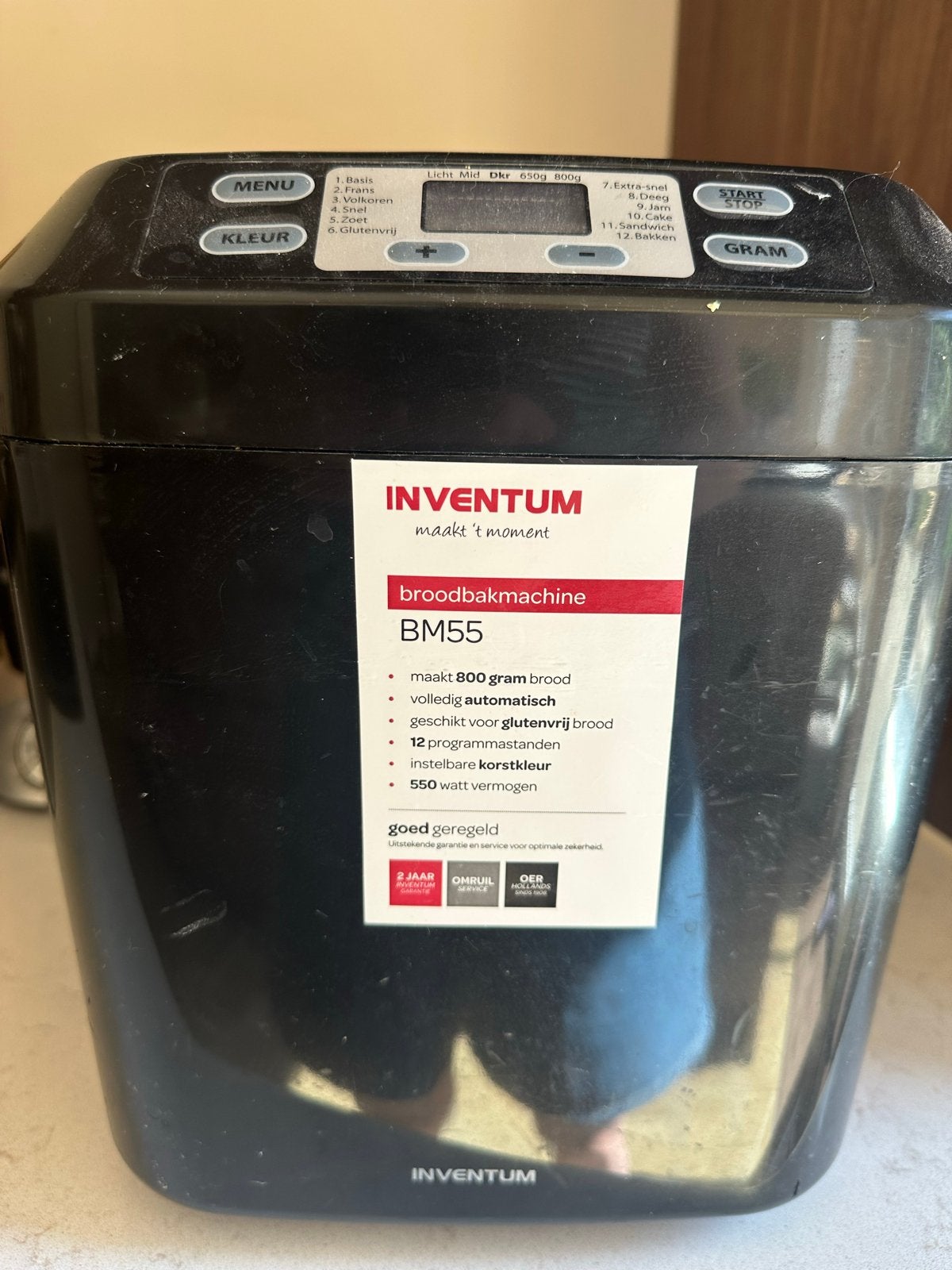 Inventum Broodbakmachine BM55 - Zelf brood bakken, Witgoed en Apparatuur, Broodbakmachines, 400 tot 800 gram deeg, Ophalen, Met timer