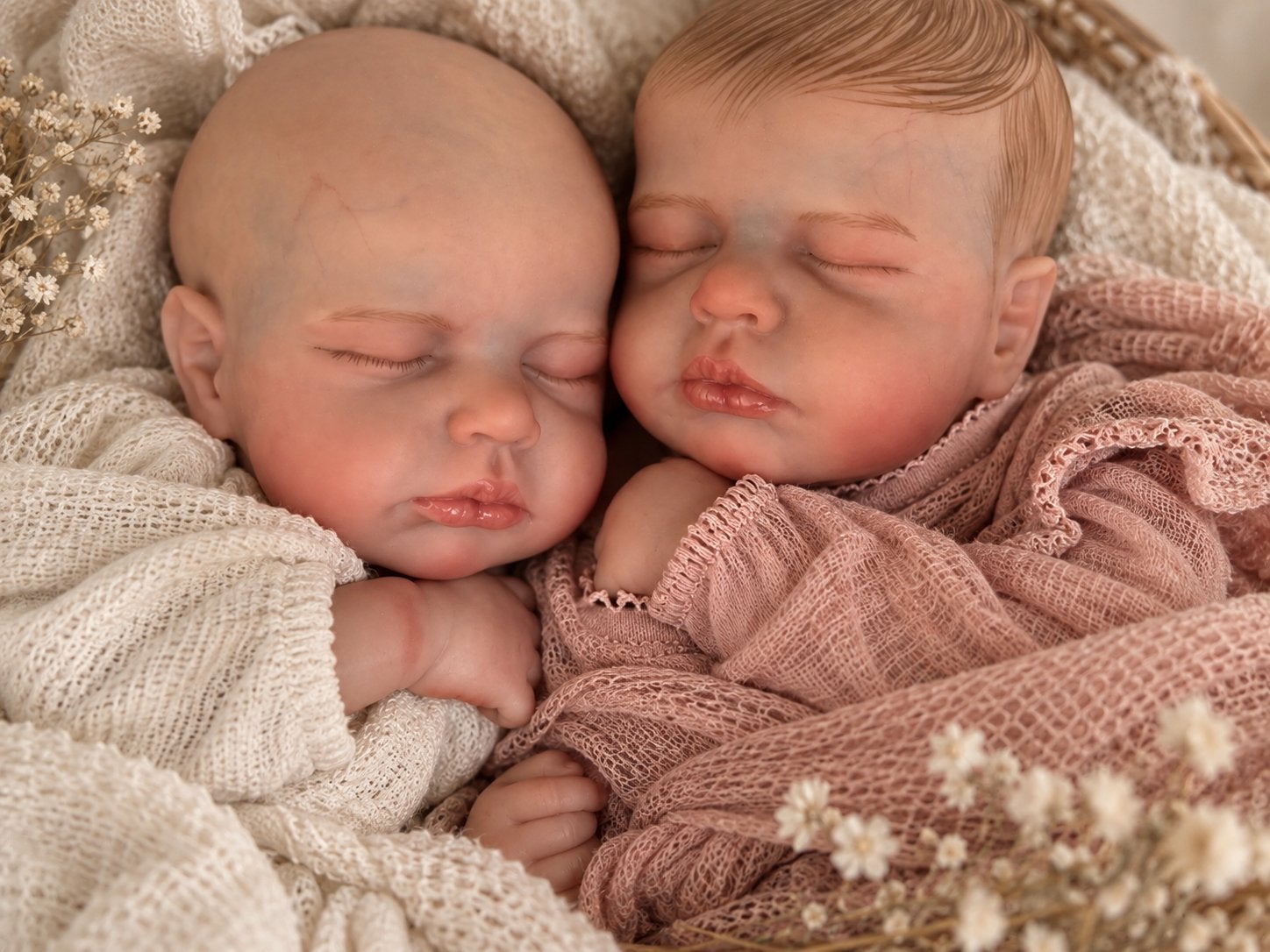 Reborn Tweeling Lou Lou 50 cm - Realistisch Babygewicht, Ophalen of Verzenden, Nieuw, Overige typen, Levensecht of Reborn
