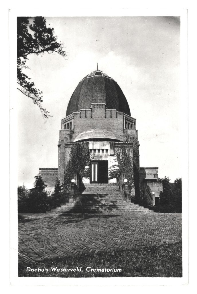 972106	Driehuis	Westerveld	Crematorium	1955	zegel gedeeltel, Ophalen of Verzenden, 1940 tot 1960, Gelopen, Noord-Holland