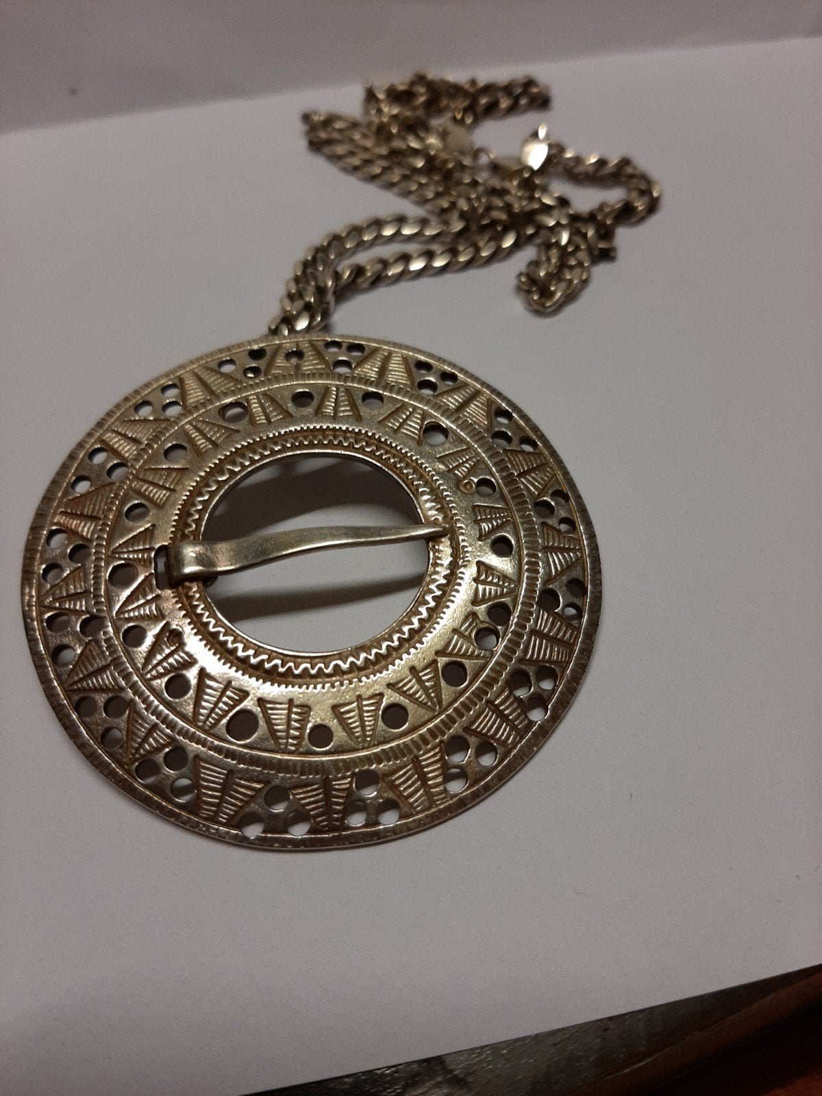 Zilveren Viking Fibel Ketting David Andersen Kopi 925, Met hanger, Gebruikt, Ophalen of Verzenden, Zilver