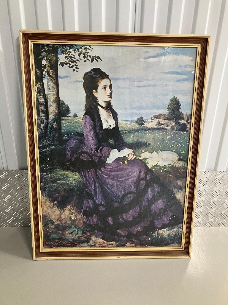 schilderij achter glas, vrouw, oude schilderij, Ophalen