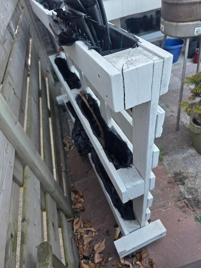 Wit gepimpte pallet‑tuinscherm met verticale tuin, Ophalen, Gebruikt