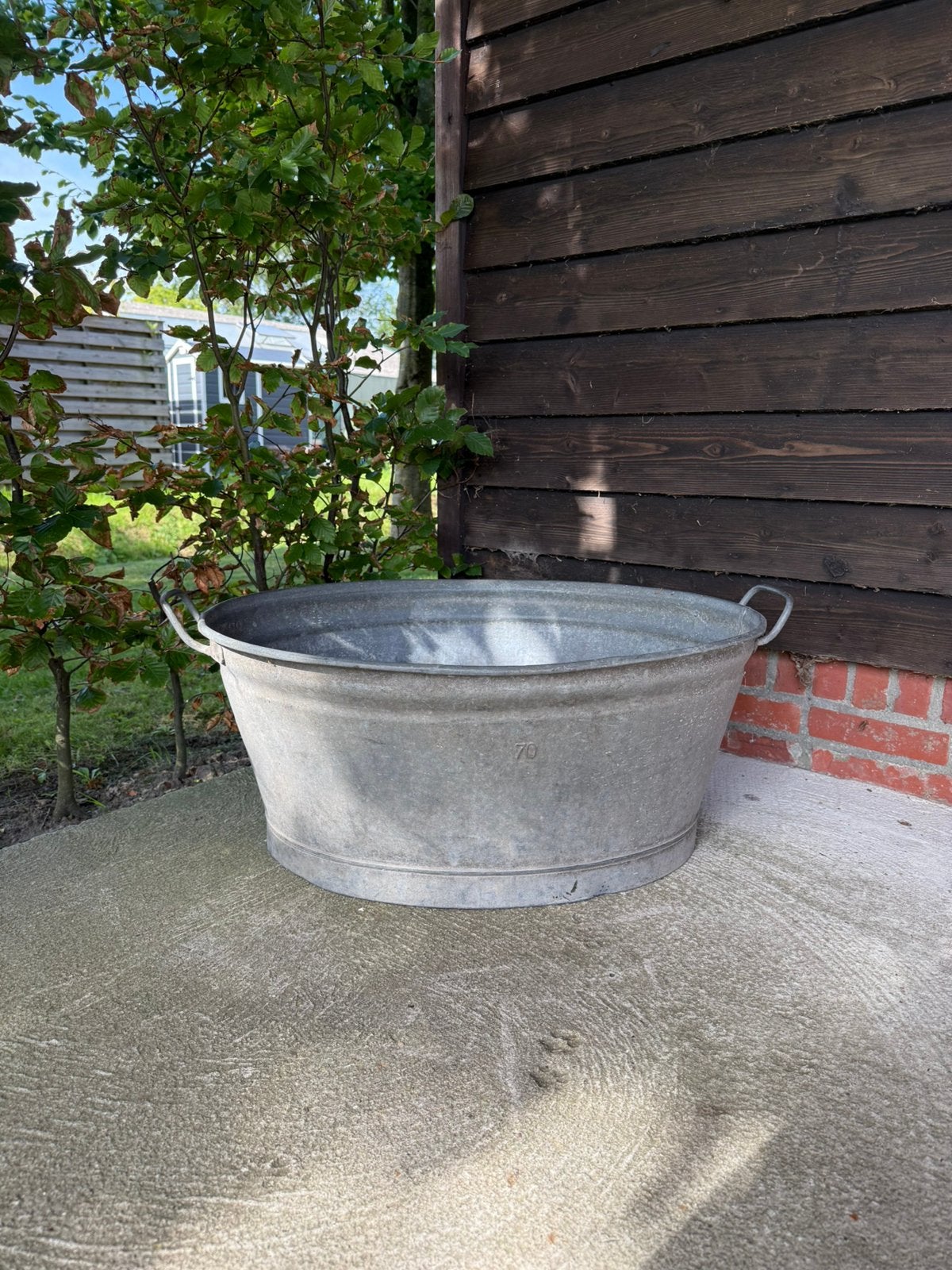 Grote zinken teil wastobbe  maat 70 bodem goed!, Tuin en Terras, Ophalen, Gebruikt, Balkon, Metaal