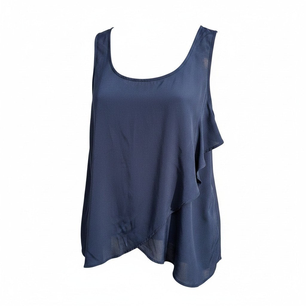 H&M donkerblauwe chiffon top maat 36, H&M, Blauw, Zo goed als nieuw, Shirt of Top
