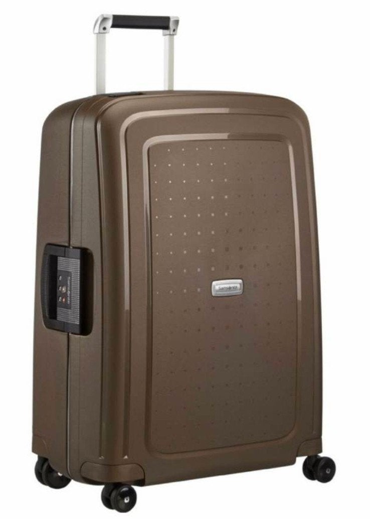 GEZOCHT:  Samsonite S'Cure DLX  Spinner 75 metallic Bronze., Sieraden, Tassen en Uiterlijk, Koffers, Gebruikt, Hard kunststof