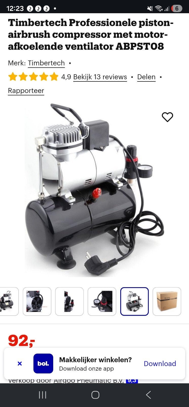 Timbertech airbrush Inc 2 airbrusg pistolen, Doe-het-zelf en Verbouw, 100 liter of meer, Ophalen of Verzenden, Minder dan 200 liter/min