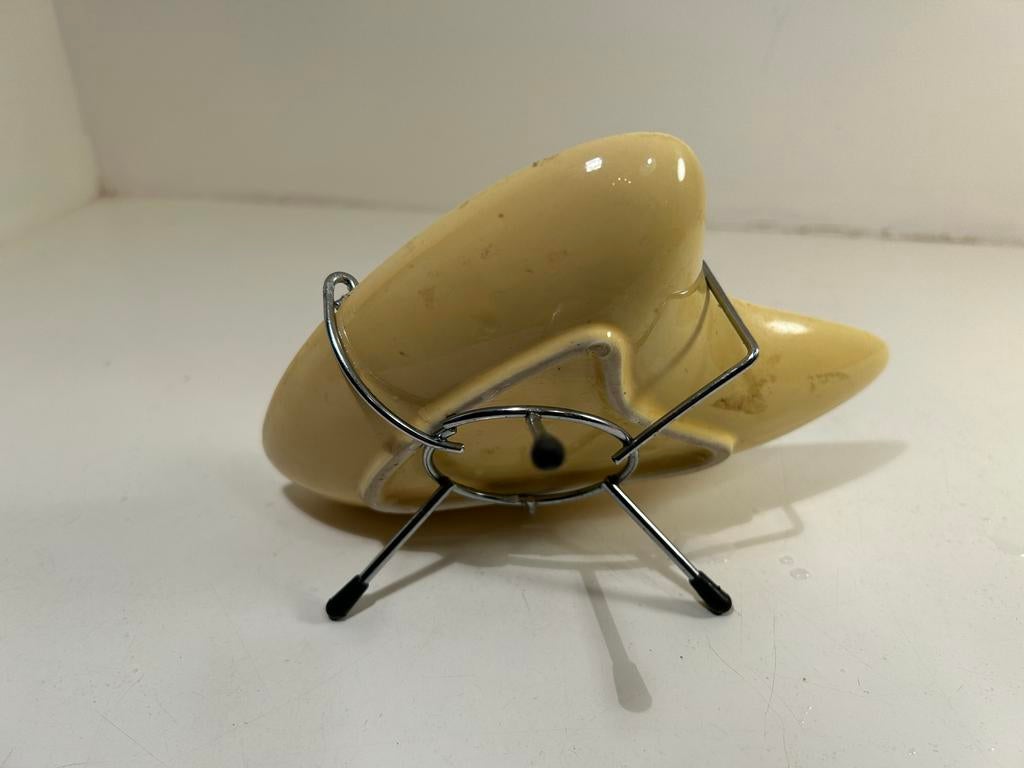 Vintage Gele Keramische Asbak op Metalen Standaard, Ophalen of Verzenden