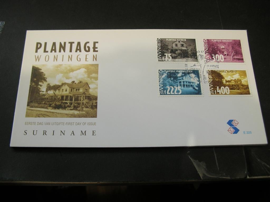 Suriname 1999 FDC Plantage huizen, Ophalen of Verzenden, Postfris