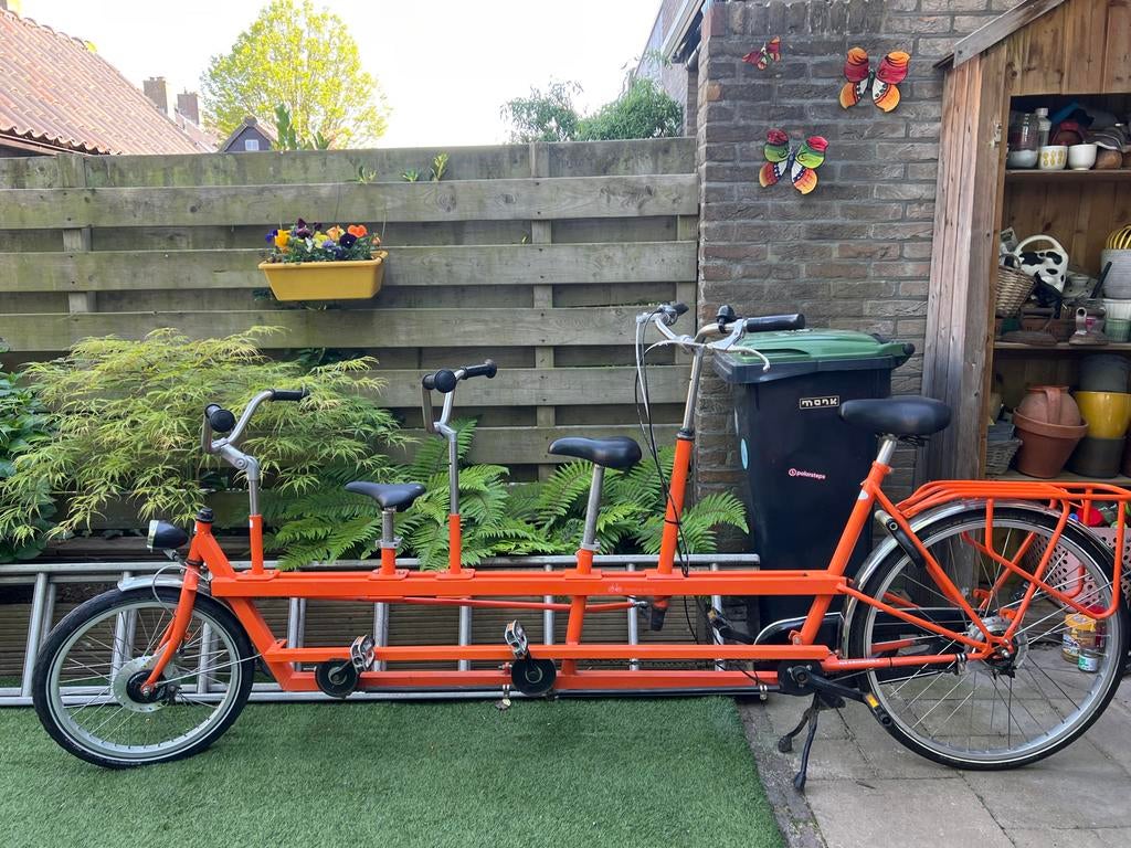 3-persoons tandem fiets - Oranje - Onderwater fiets XL, Fietsen en Brommers, Fietsen | Tandems, Minder dan 10 versnellingen, Velgrem