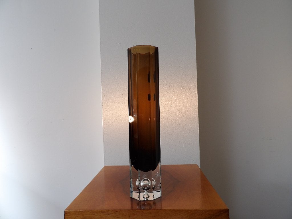 Scherer Sixties design Vaas, kristal/Fumee, Ophalen of Verzenden