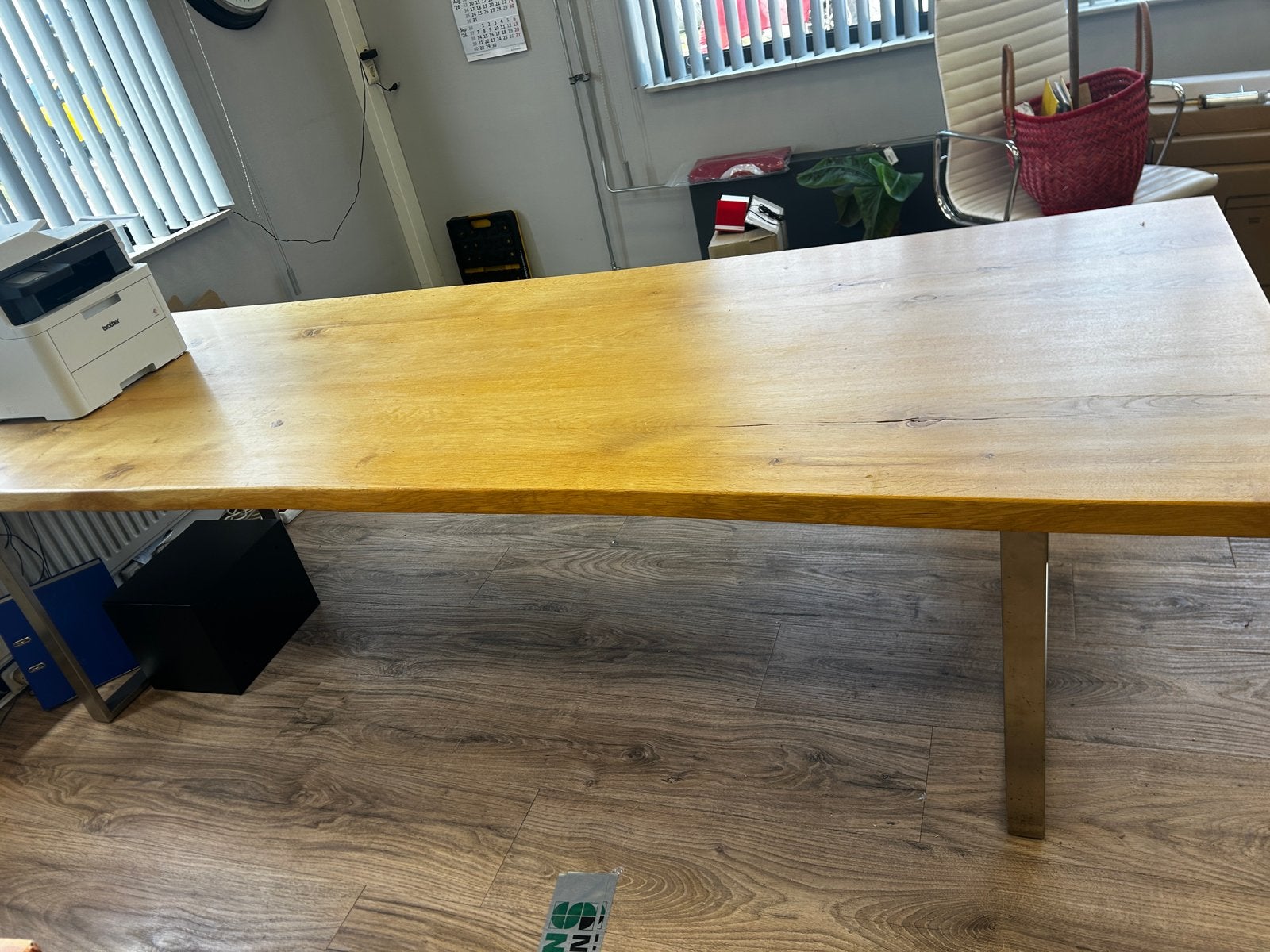 Stoere massief eiken tafel met boomstam randen 300x110cm, Ophalen, 100 tot 150 cm, Eikenhout, 200 cm of meer