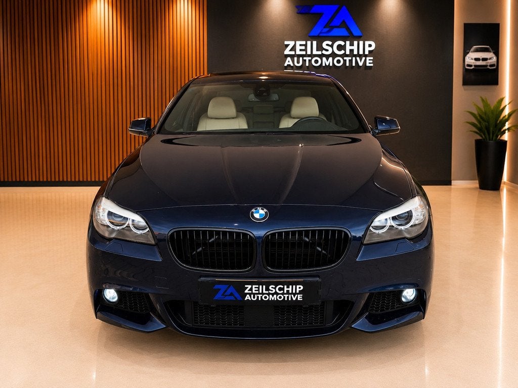 BMW 5-serie 535 Xdrive M-Sport|High Executive|Schuifdak|Memo, Auto's, Automaat, Beige, 2000 kg, Blauw