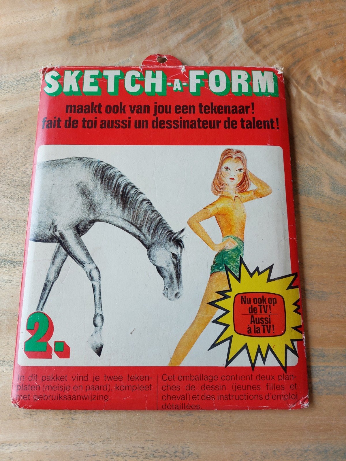 Vintage Sketch-A-Form Tekenplaten (Meisje & Paard), Hobby en Vrije tijd, Ophalen, Gebruikt, Overige typen