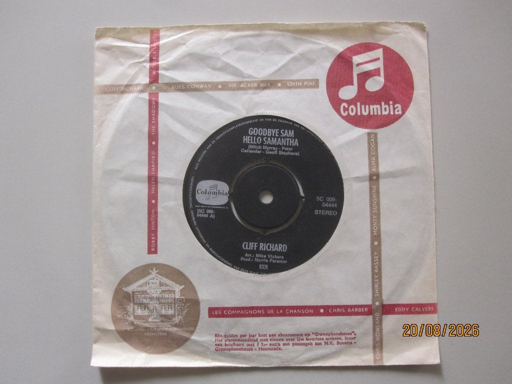 CLIFF RICHARD -  goodbye sam hello samantha - 7", Gebruikt, 7 inch, Ophalen of Verzenden, Rock en Metal