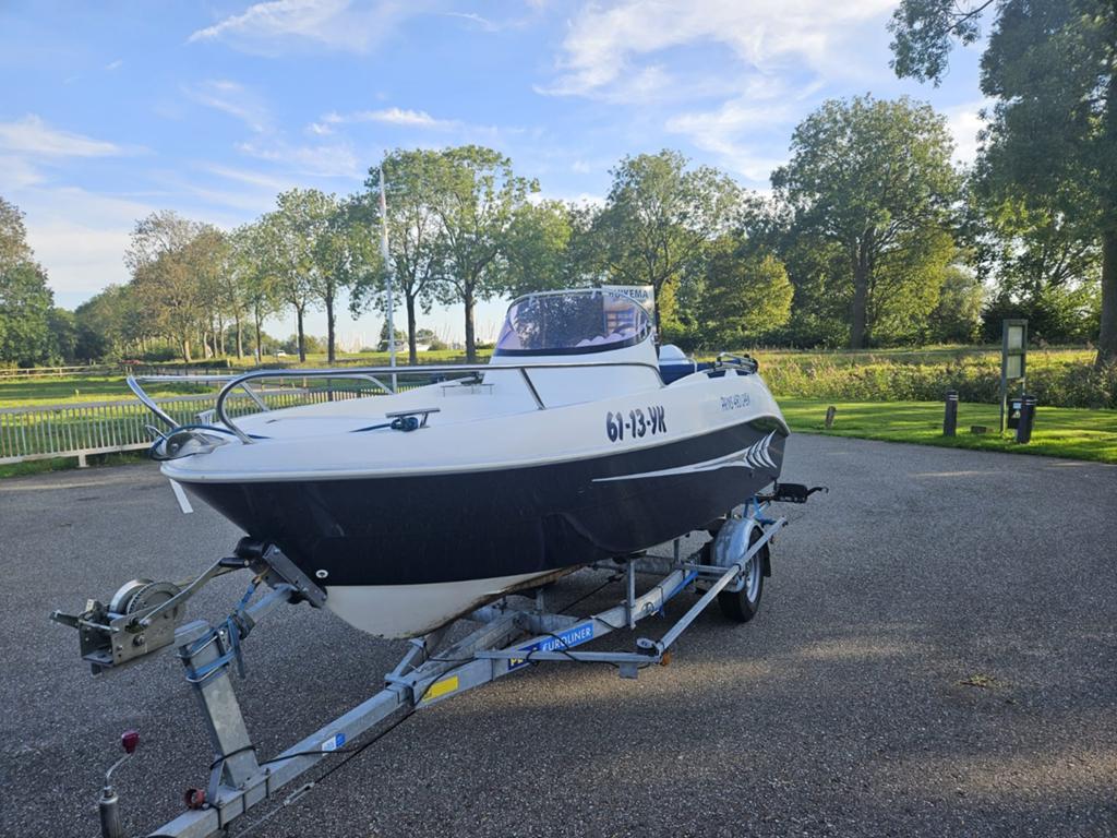 Prins 480 Open met trailer 70 pk motor, Ophalen, Polyester, Buitenboordmotor