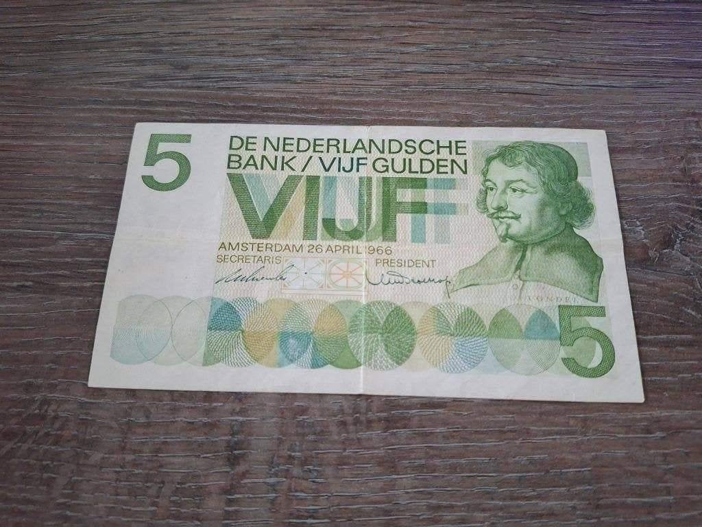 Biljet 5 gulden Vondel I, 1966, Ophalen of Verzenden, 5 gulden