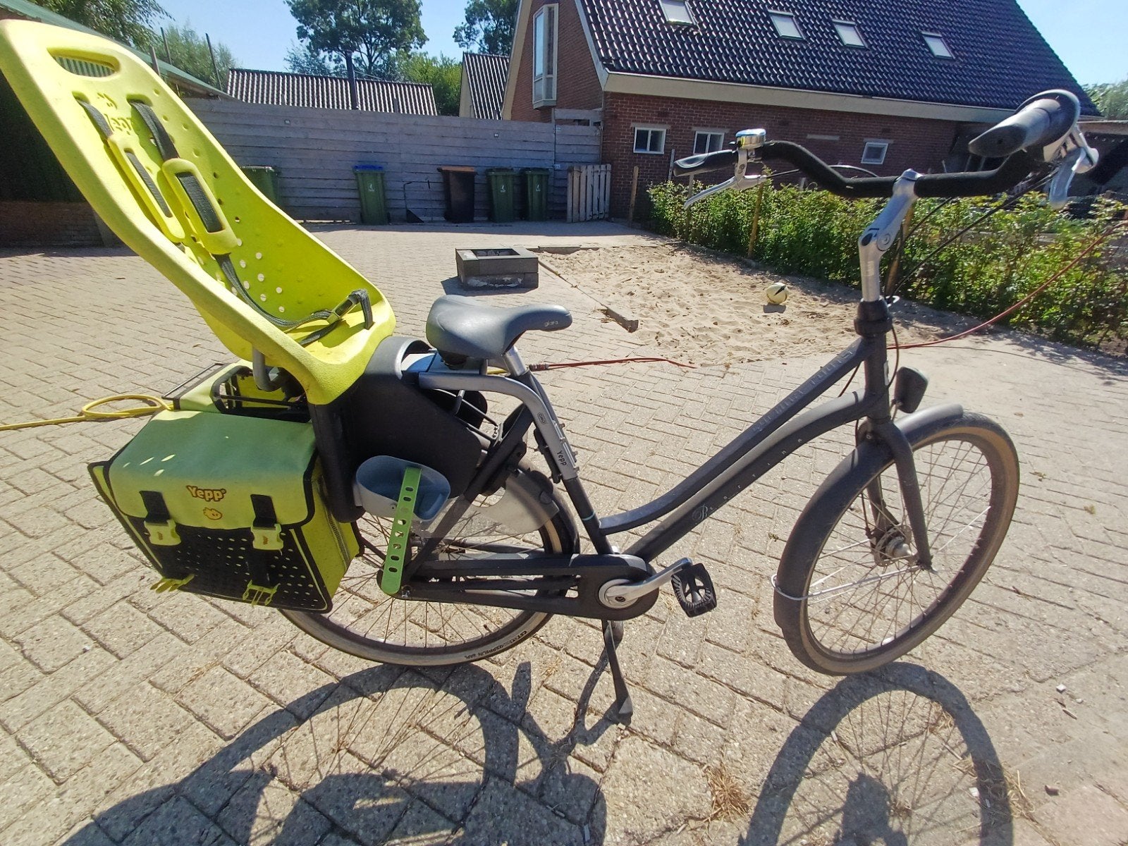 Damesfiets met kinderzitje en fietstassen, Velgrem, (Extra) lage instap, Ophalen, Overige merken
