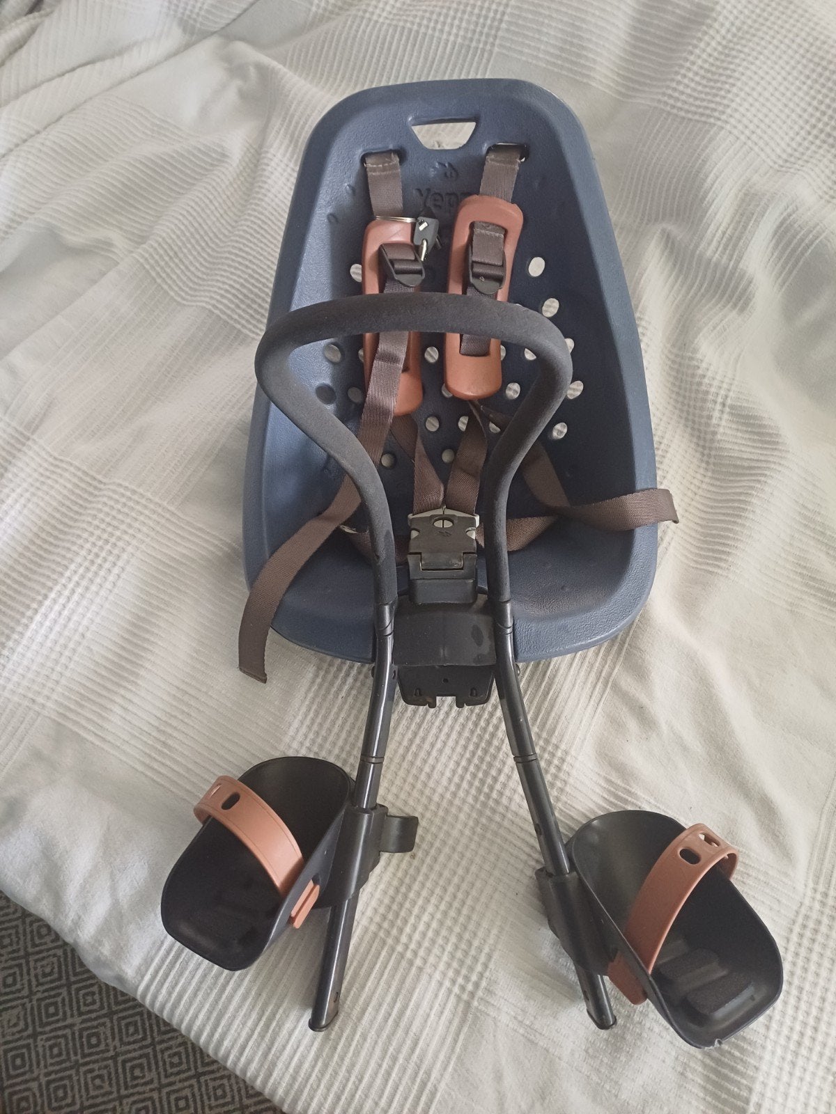 Yepp Mini fietszitje voor navyblauw met adapter, Yepp, Voorzitje, Ophalen of Verzenden, 0 t/m 13 kg