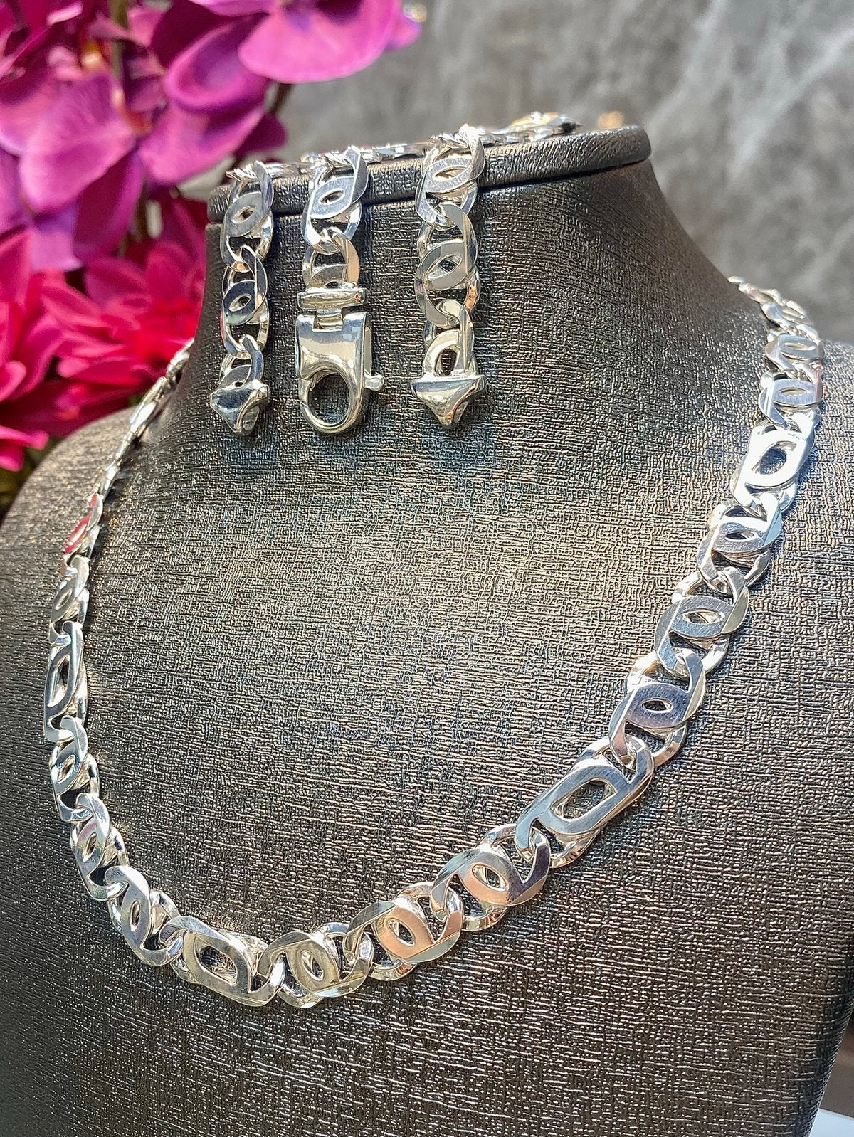 ️ Massieve Zilveren Dubbelovaal Set, Ophalen of Verzenden, Nieuw, Zilver, Zilver