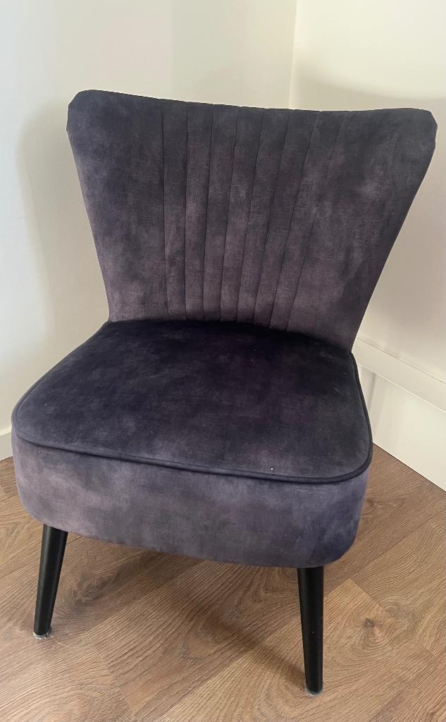 Velvet fauteuil, Ophalen, Zo goed als nieuw, 75 tot 100 cm, 50 tot 75 cm