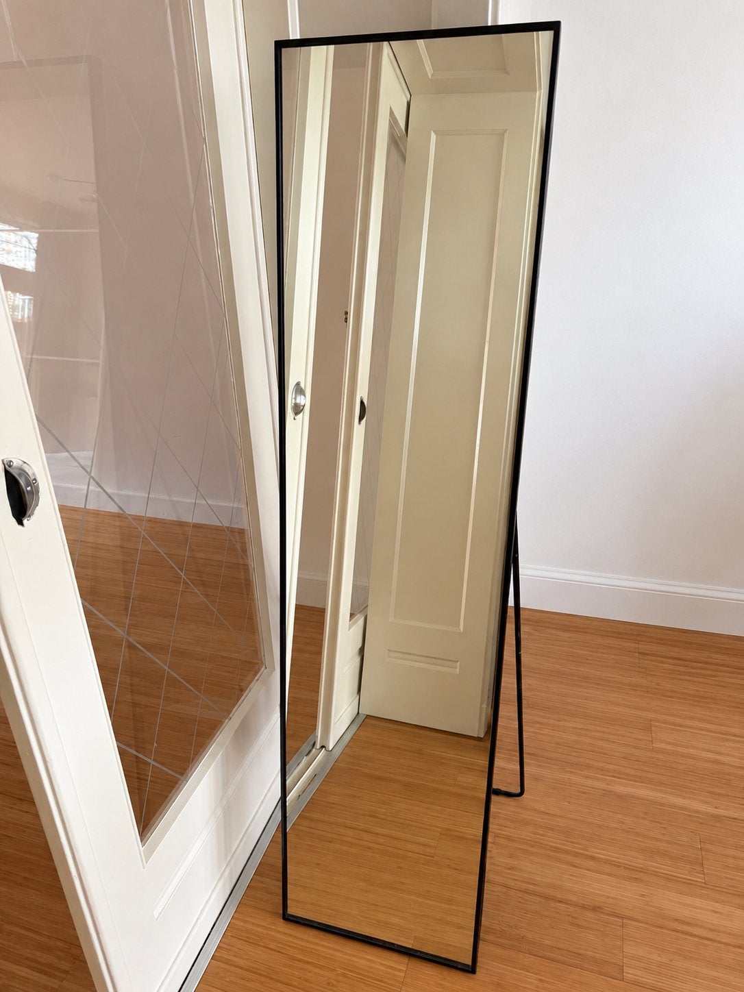 IKEA KARMSUND Staande spiegel, zwart, 40x167 cm, Ophalen, Minder dan 50 cm, Zo goed als nieuw, 150 tot 200 cm
