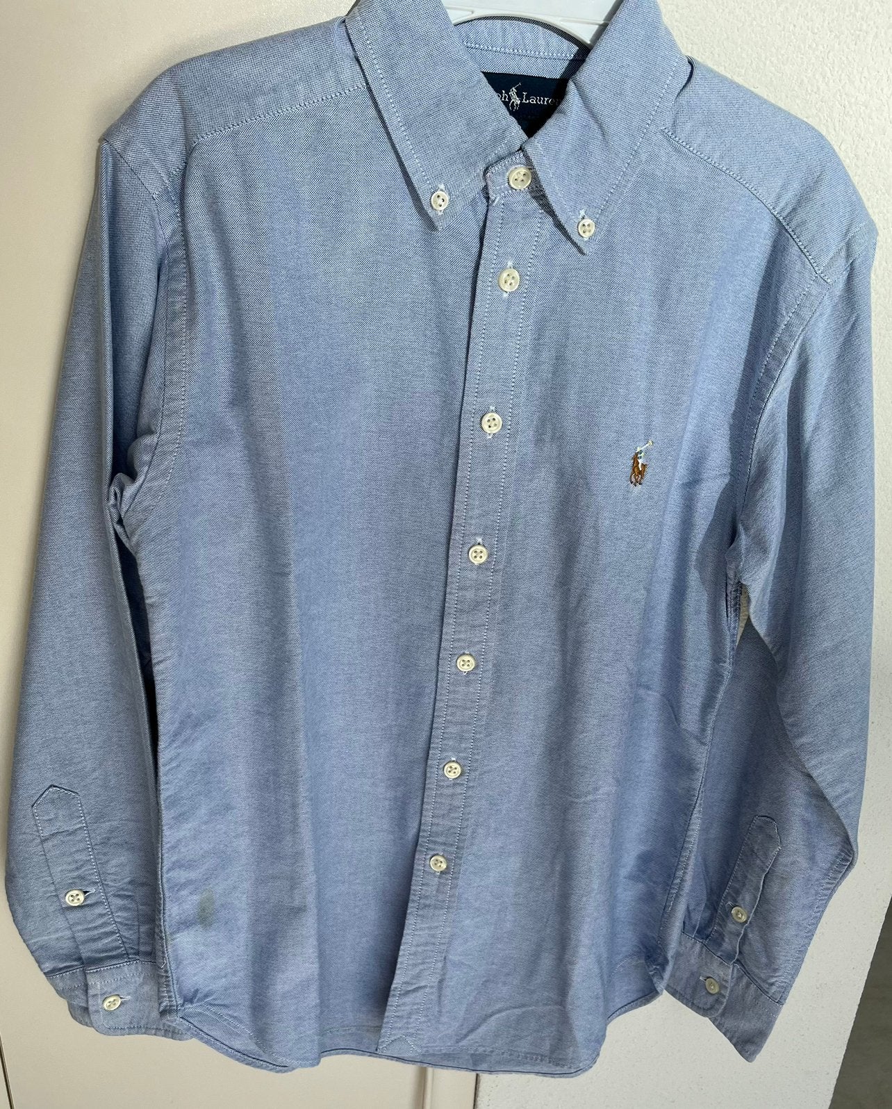 Ralph Lauren bloes maat 10 140 146 blauw overhemd, Gebruikt, Overhemd of Blouse, Ophalen of Verzenden, Jongen