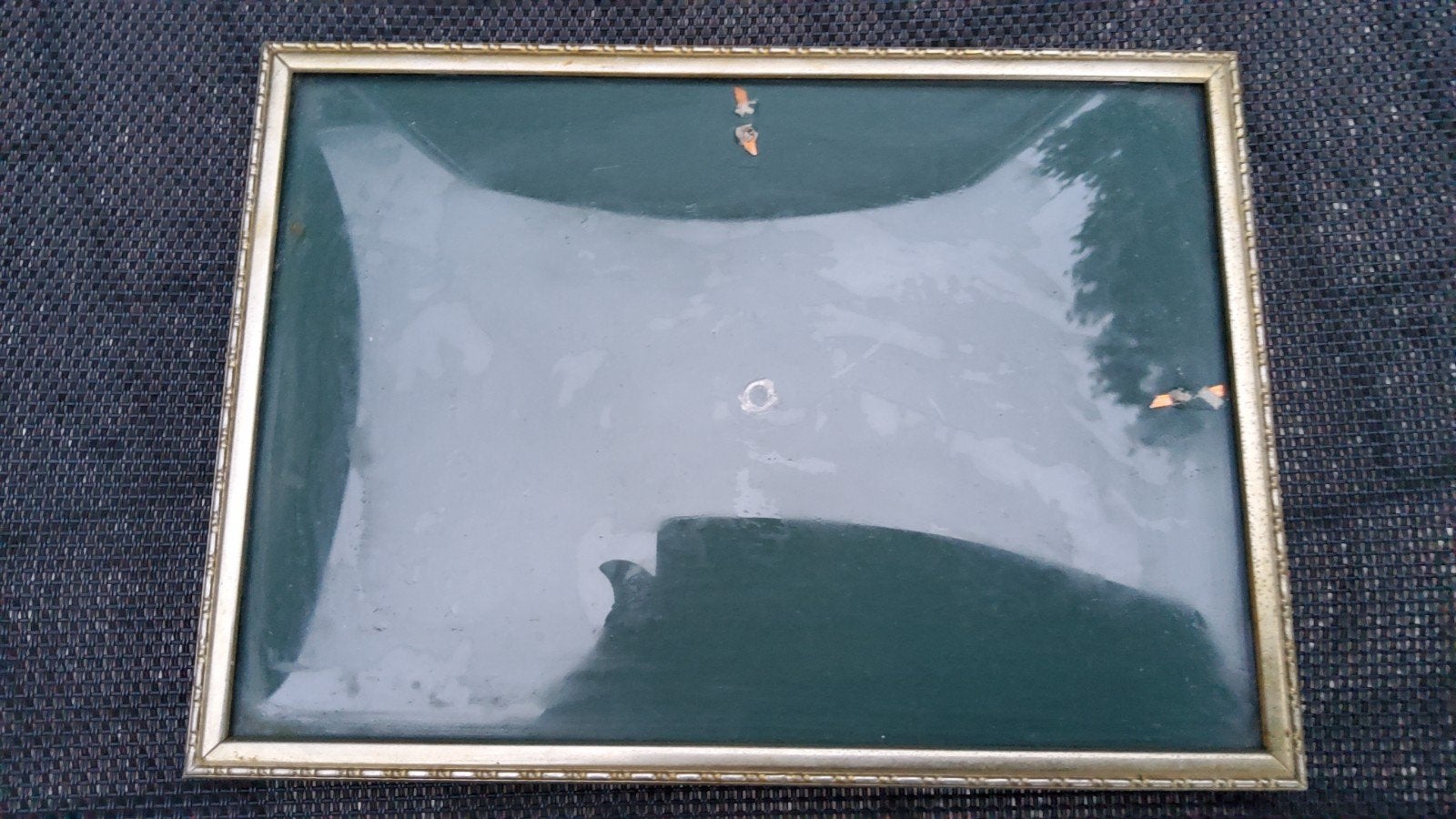 Antiek zilver kleur fotolijstje bol glas mooi bewerkt randje, Ophalen of Verzenden