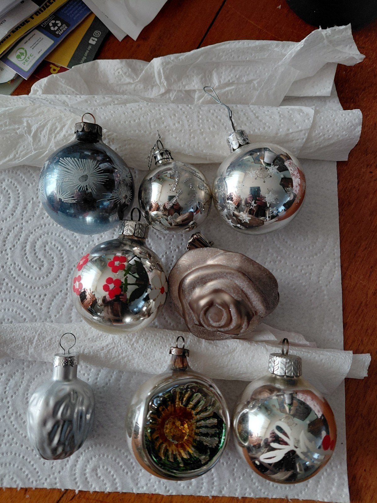 8 oude vintage kerstballen, Diversen, Ophalen of Verzenden