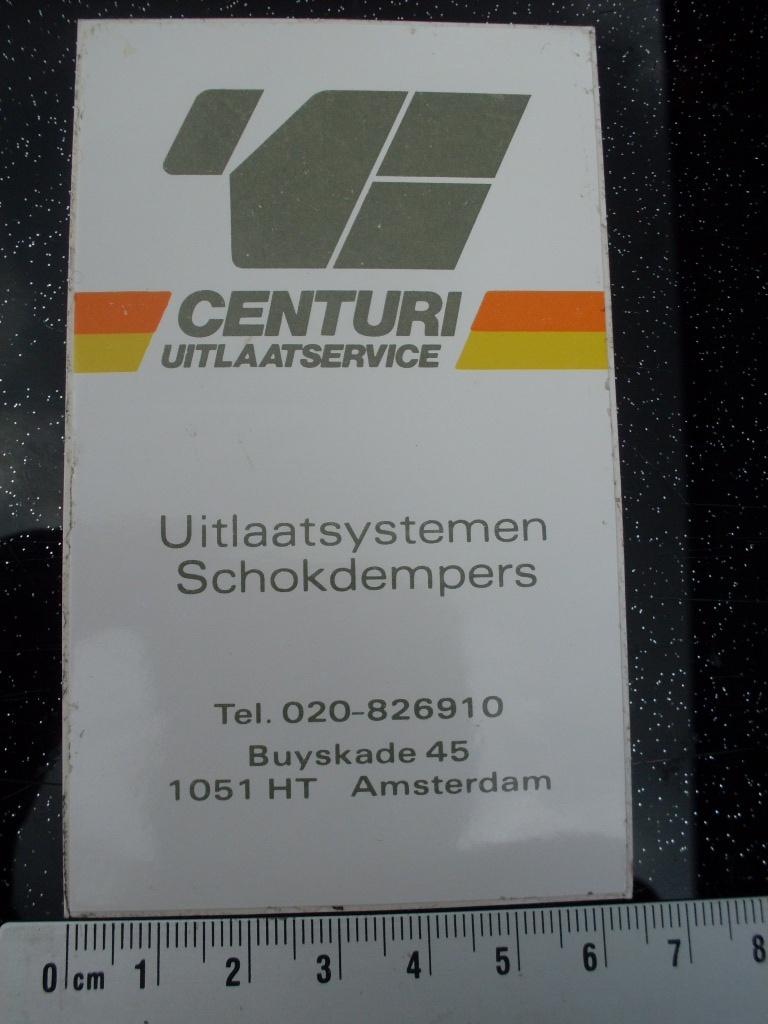 sticker centuri uitlaatservice amsterdam logo schokdempers, Verzenden, Zo goed als nieuw, Bedrijf of Vereniging
