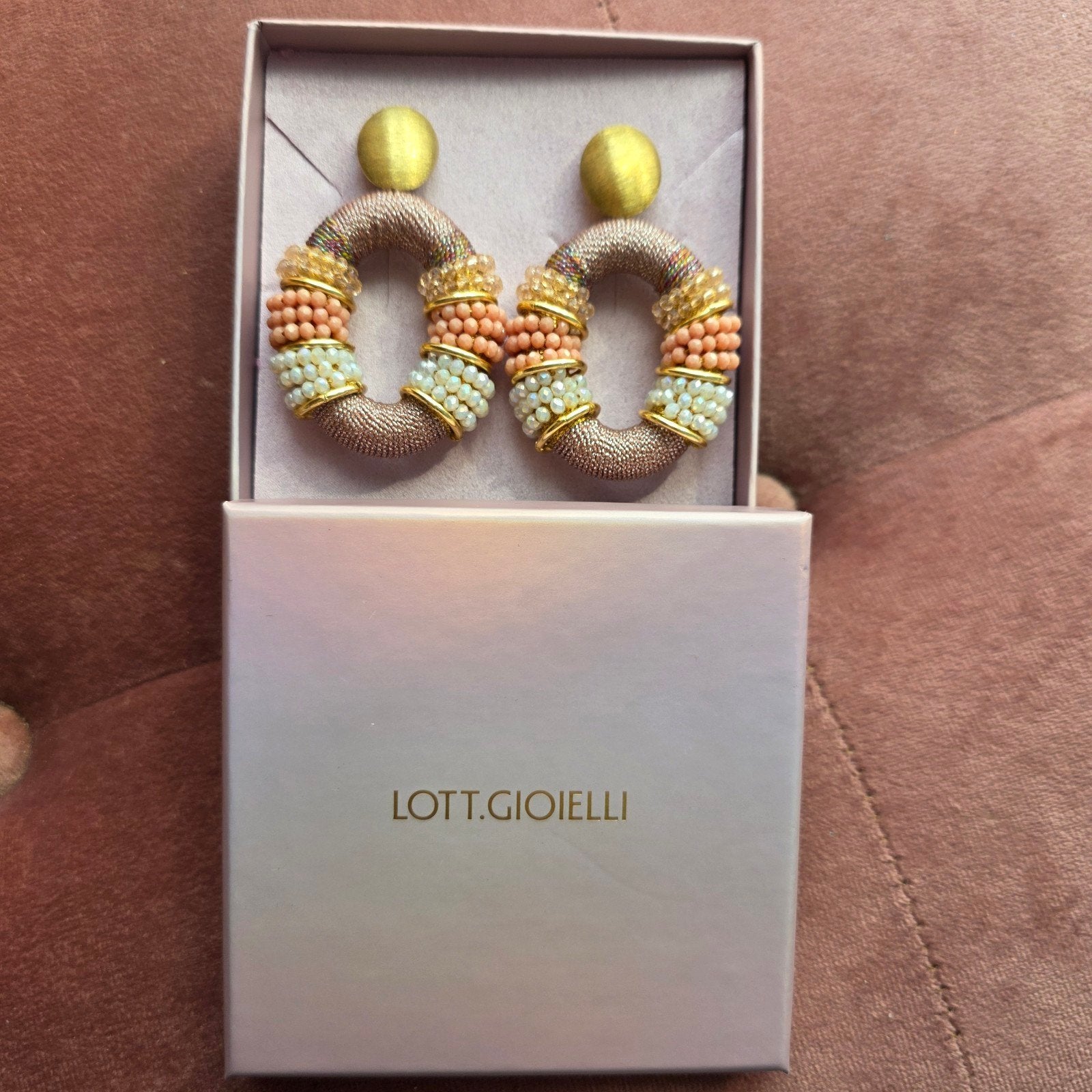 LOTT GIOIELLI Oorbellen, Overige materialen, Hangers, Beige, Ophalen of Verzenden