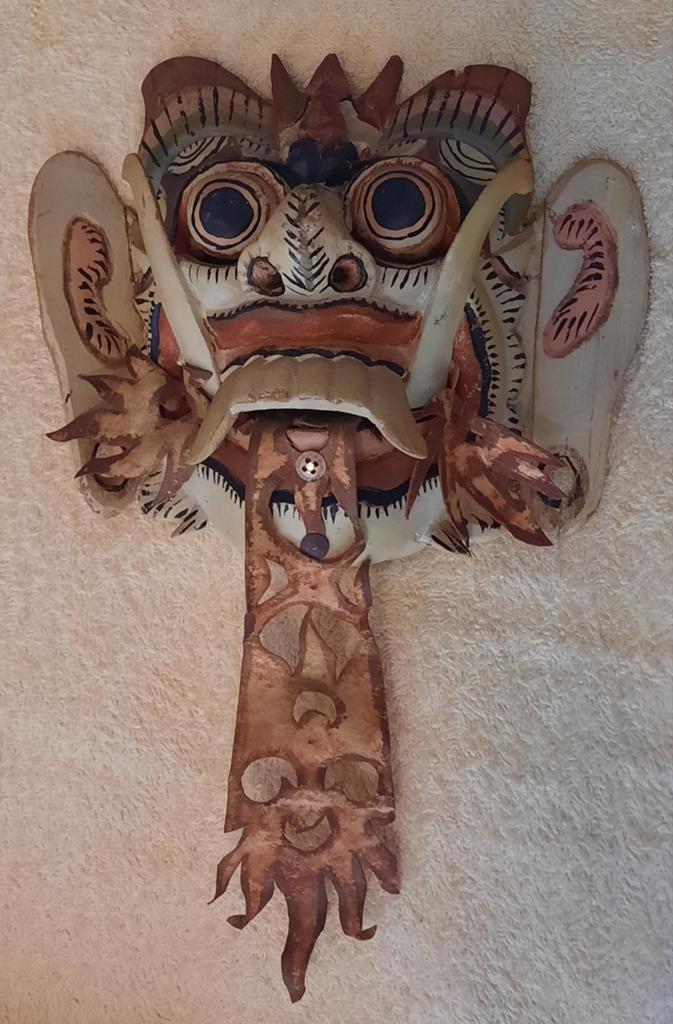 Unieke handgesneden Balinese masker wanddecoratie, Ophalen