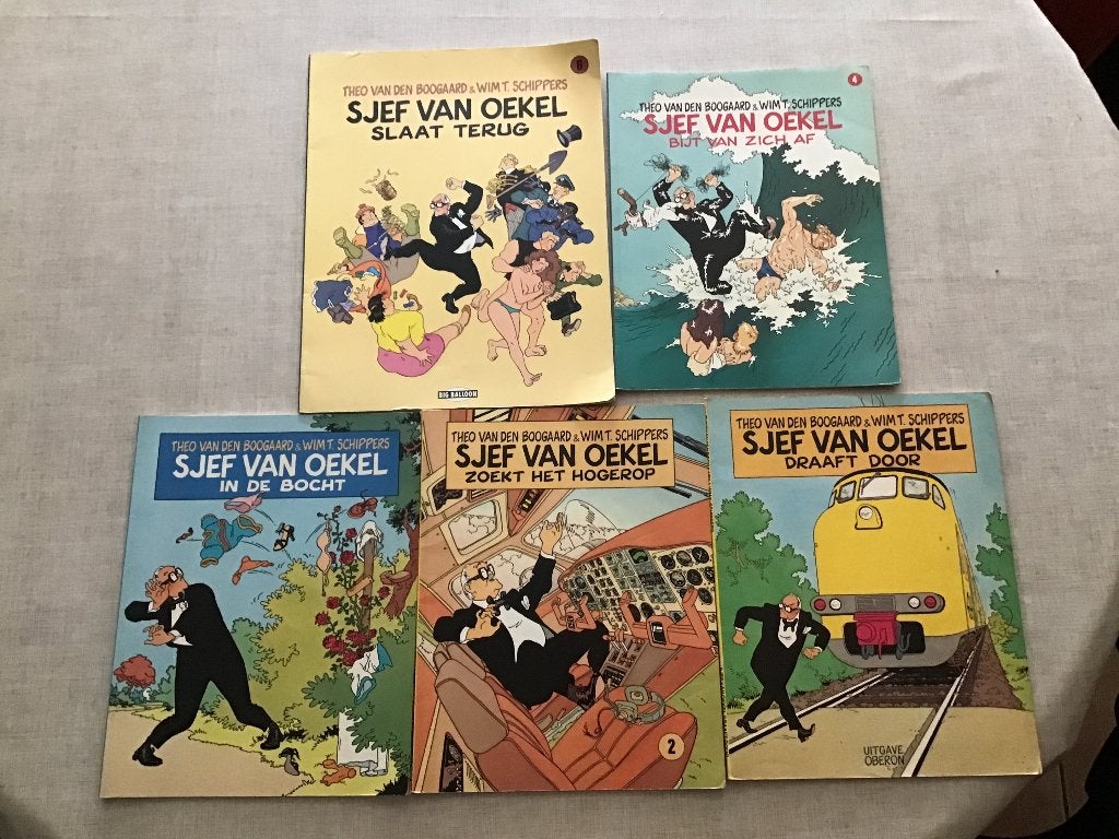 5 delen Sjef van Oekel door T.Boogaard & Wim T.Schippers., Meerdere stripboeken, Ophalen of Verzenden, Gelezen